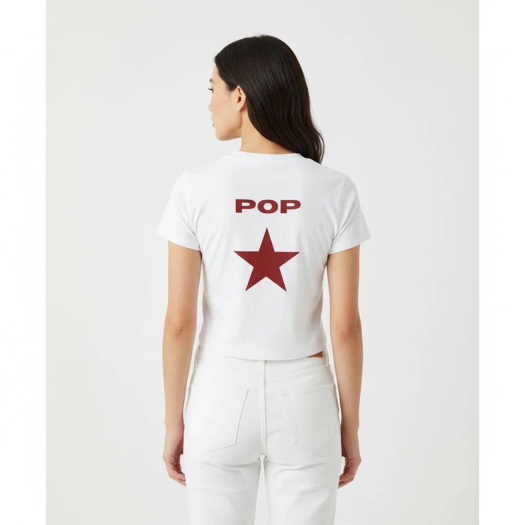 POPSTAR CROPPED TEE | WHITE